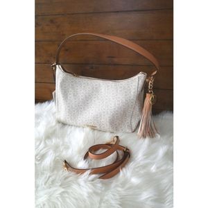 Calvin Klein monogram tassel boho medium bag
